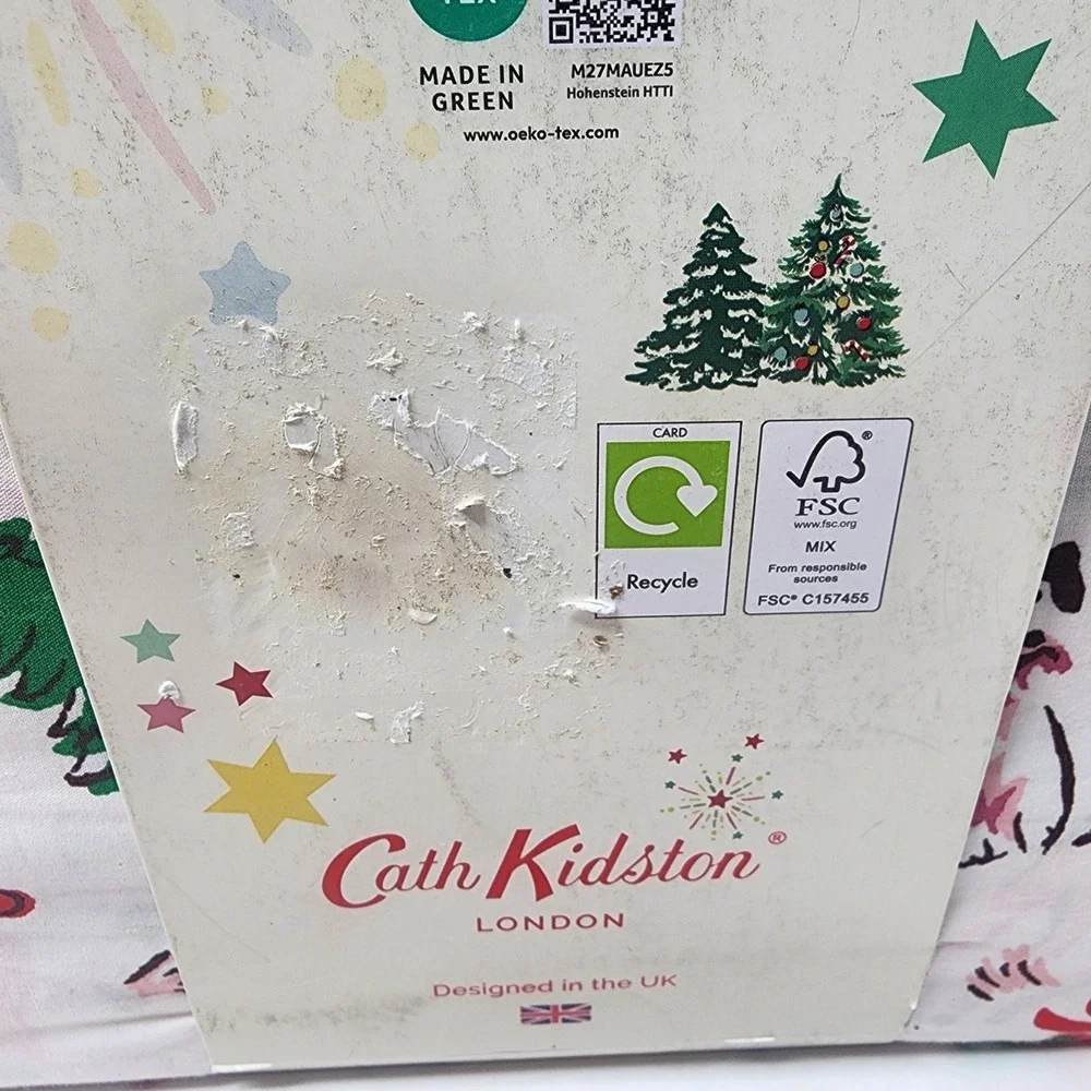 Cath Kidston London FULL Christmas Ditsy Deer Pink Cotton 200 Count Sheet Set